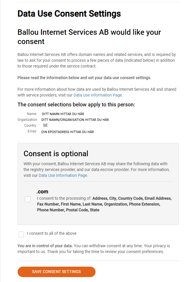 Data use consent